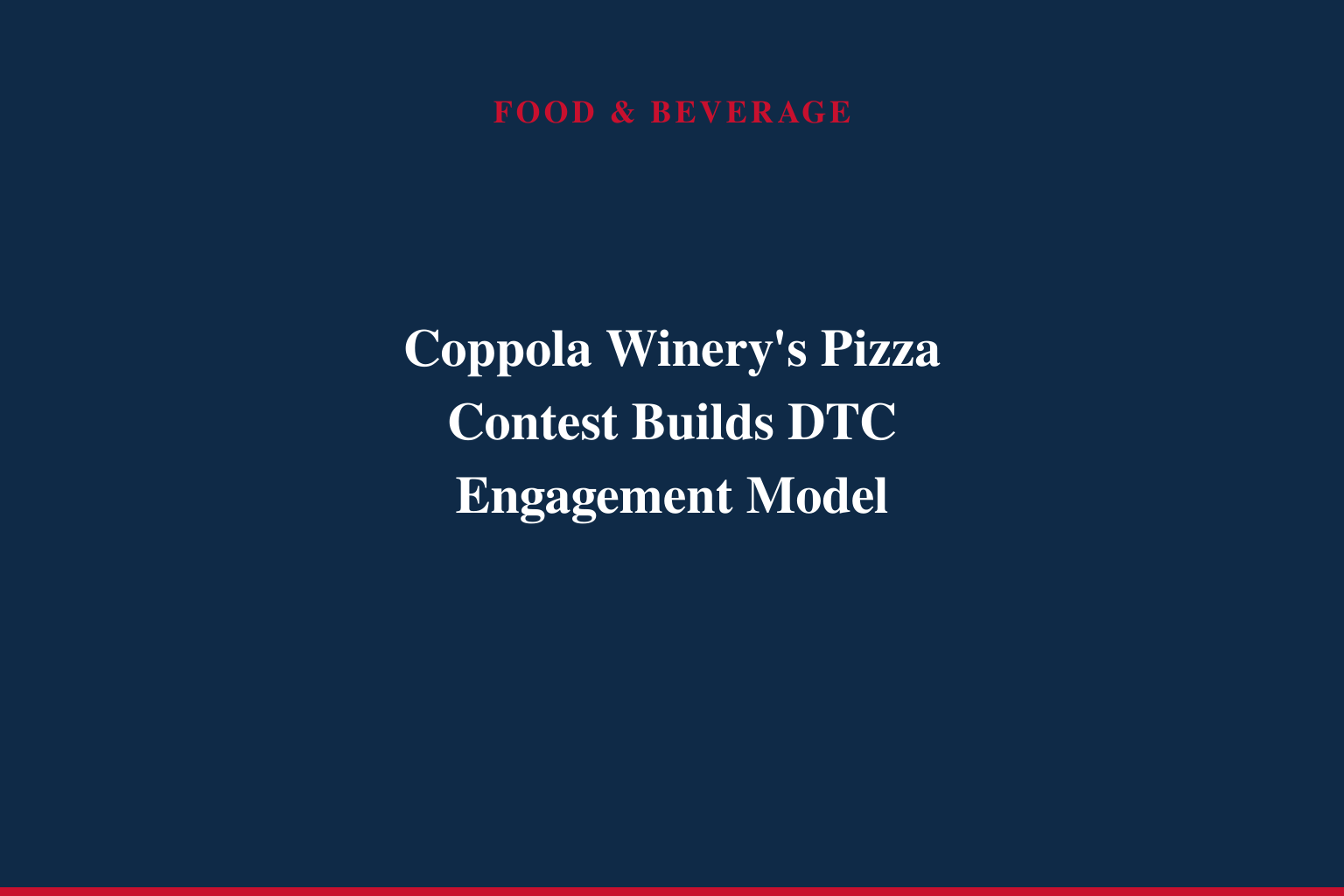 FRANCIS FORD COPPOLA WINERY LAUNCHES FIFTH ANNUAL "PERFECT YOUR PIZZA" CONTEST WITH HOME PIZZA OVEN & CINEMA EXPERIENCE GRAND PRIZE