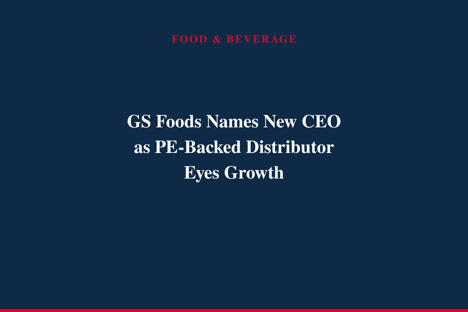 GS Foods Announces Leadership Transition for Next Phase of Growth