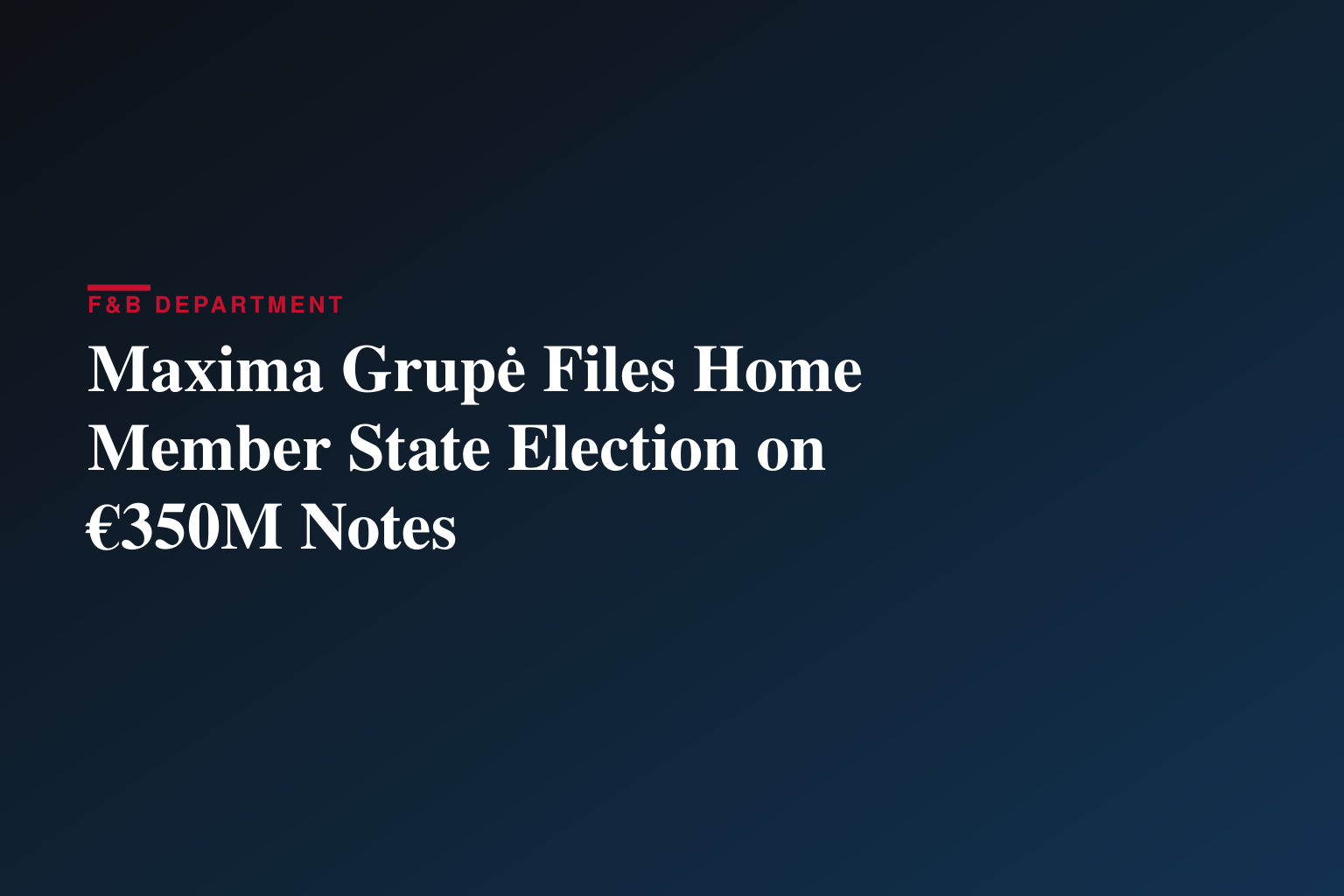Statement re Election of Home Member State